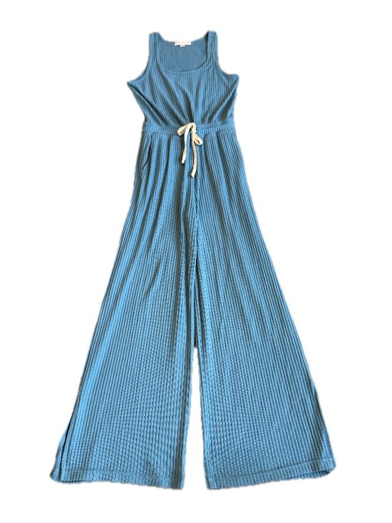 Spiritual Gangster Pants - Spiritual Gangster Dusty Blue Ribbed Wide Leg Jumpsuit Racerback X-Small Women's